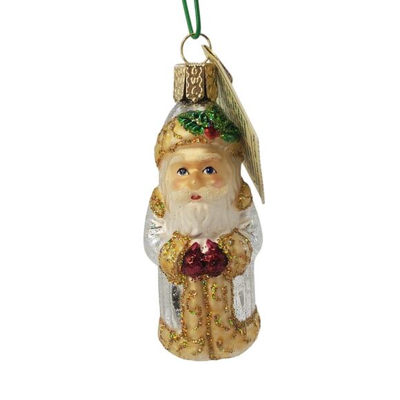Old World Christmas Golden Glitter Santa Ornament IOB - Picture 1 of 8